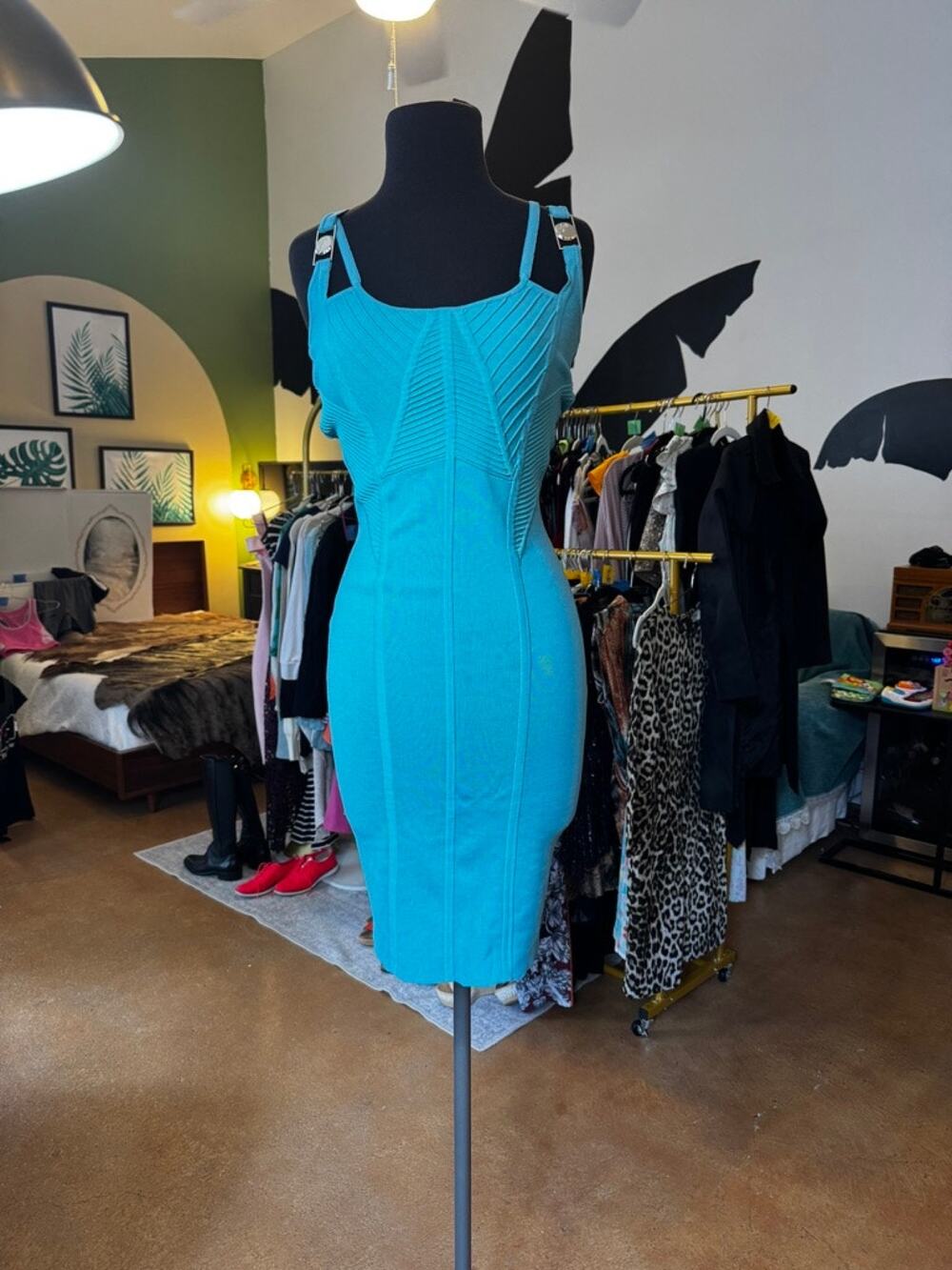 Versace Collection Medusa Bandage Bodycon Dress 40 Turquoise